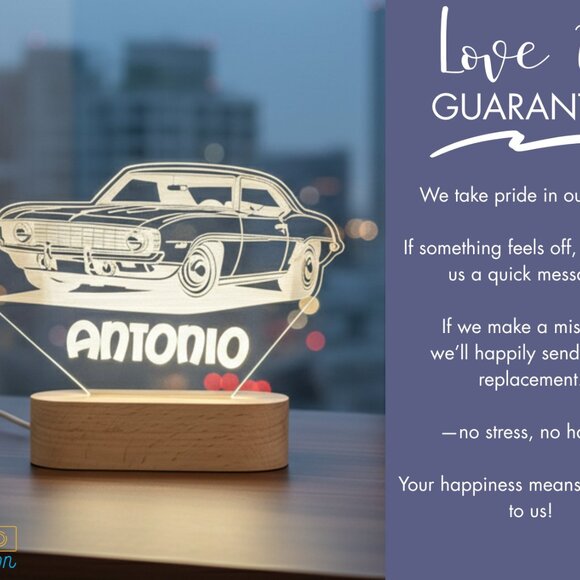 Vintage Car LED Night Light | Custom Classic Car Lamp for Car Lovers - Picture 6 of 8